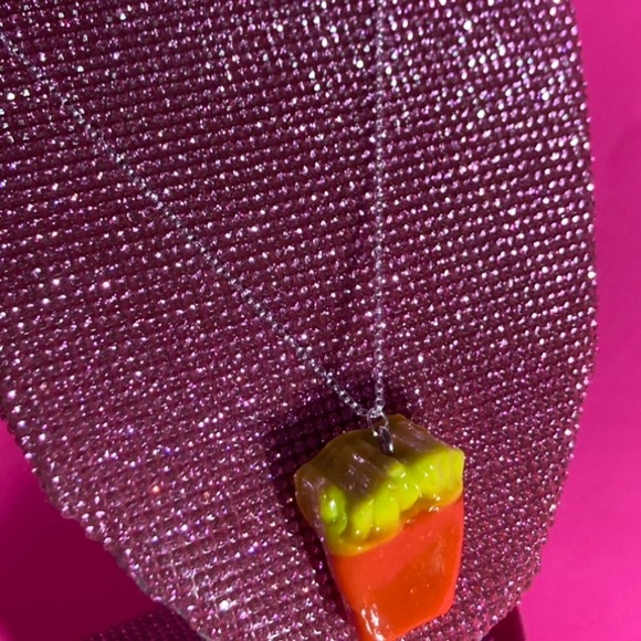 French Fry Sterling Silver 925 Necklace Fries Fast Food Cosplay Jewelry Kawaii - Picture 2 of 10